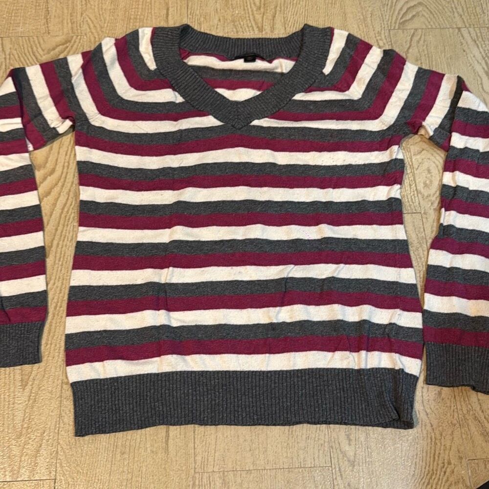 Banana republic petite cotton blend striped long sleeve‎ sweater size medium